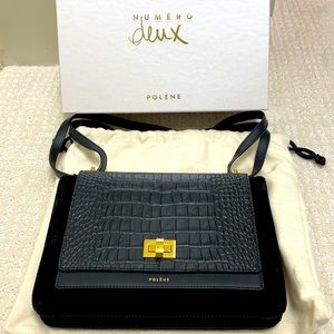 RARE Polene Numero Deux - Trio Black Crocodile